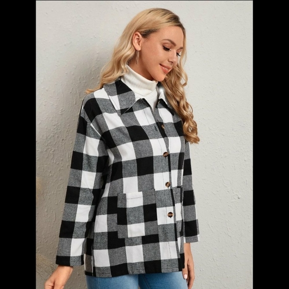 Plaid Button Down Jacket - Picture 2 of 6